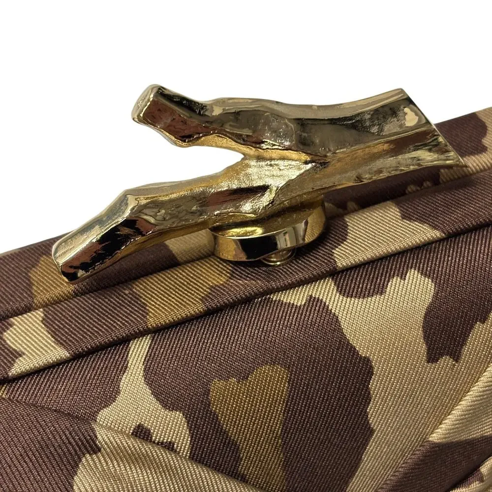 Diane Von Furstenberg Satin Leopard Clutch Love Knot Small DVF 2011 Animal Print